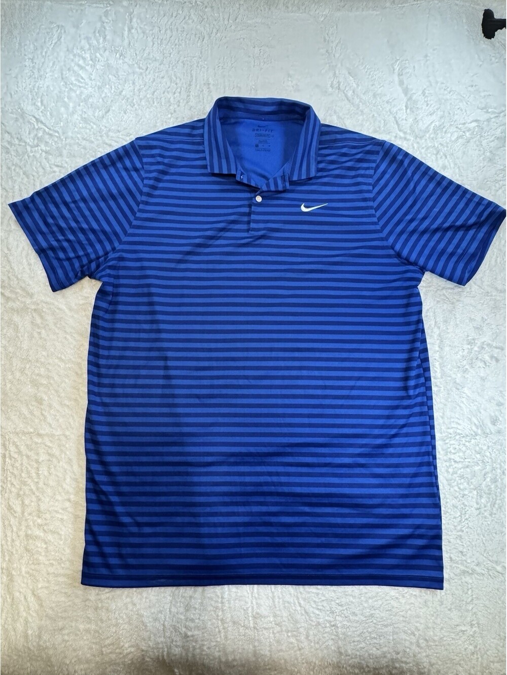 Nike Golf Polo Shirt Mens XL Blue Striped Dri-FIT Short Sleeve Collared A1020